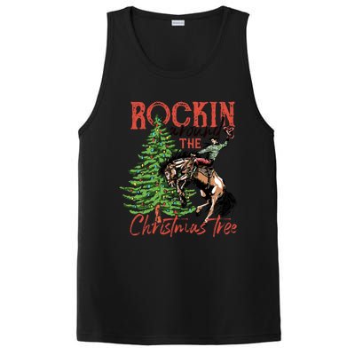 Funny Cowboy Horsing Rocking Around Christmas Tree Western PosiCharge Competitor Tank