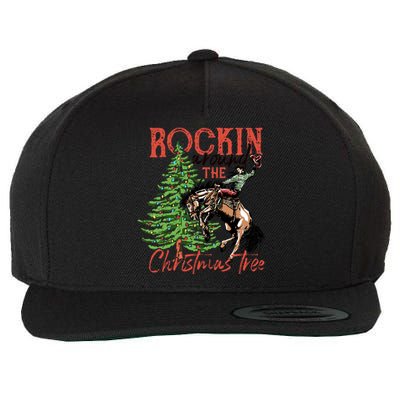 Funny Cowboy Horsing Rocking Around Christmas Tree Western Wool Snapback Cap