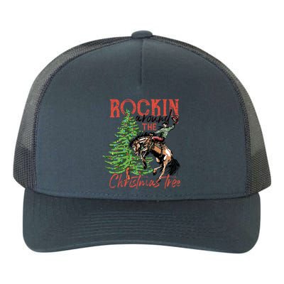 Funny Cowboy Horsing Rocking Around Christmas Tree Western Yupoong Adult 5-Panel Trucker Hat