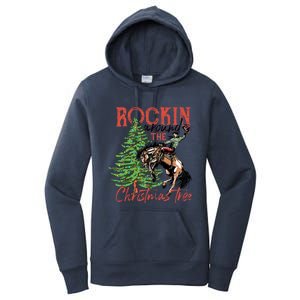 Funny Cowboy Horsing Rocking Around Christmas Tree Western Women's Pullover Hoodie