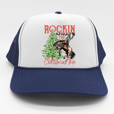 Funny Cowboy Horsing Rocking Around Christmas Tree Western Trucker Hat