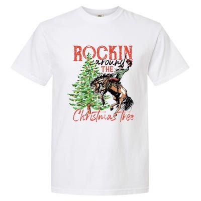 Funny Cowboy Horsing Rocking Around Christmas Tree Western Garment-Dyed Heavyweight T-Shirt