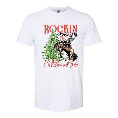 Funny Cowboy Horsing Rocking Around Christmas Tree Western Softstyle CVC T-Shirt