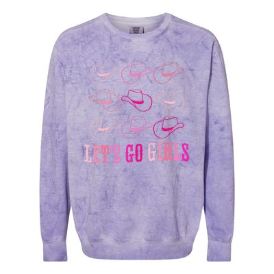 funny Cow Hat Let's Go Western Cowgirls Colorblast Crewneck Sweatshirt