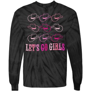 funny Cow Hat Let's Go Western Cowgirls Tie-Dye Long Sleeve Shirt