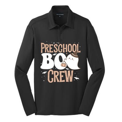 Funny Cute Halloween Preschool Boo Crew Costume Teacher Gift Silk Touch Performance Long Sleeve Polo