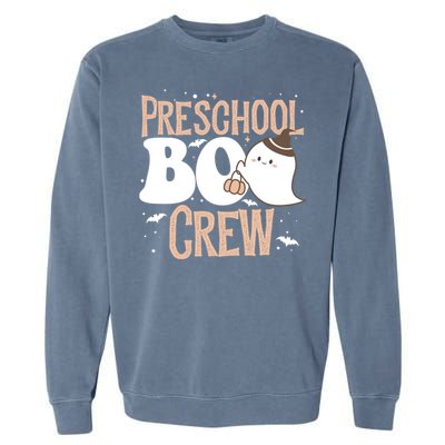 Funny Cute Halloween Preschool Boo Crew Costume Teacher Gift Garment-Dyed Sweatshirt