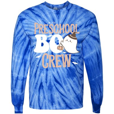 Funny Cute Halloween Preschool Boo Crew Costume Teacher Gift Tie-Dye Long Sleeve Shirt