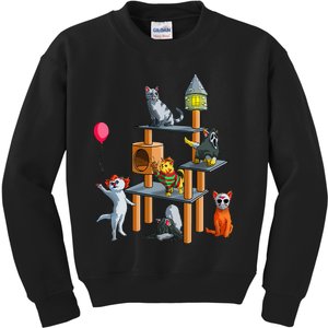 Funny Cat Horror Movies Cute Halloween For Cat Kitty Lovers Kids Sweatshirt