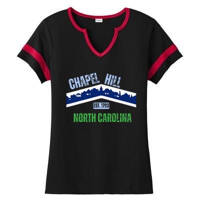 Flag Chapel Hill North Carolina Nc Vintage Ladies Halftime Notch Neck Tee