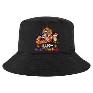 Funny Cat Happy Hallothanksmas Halloween Christmas Cool Comfort Performance Bucket Hat