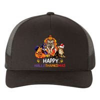 Funny Cat Happy Hallothanksmas Halloween Christmas Yupoong Adult 5-Panel Trucker Hat