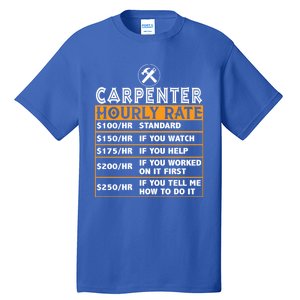 Funny Carpenter Hourly Rate Labor Price Chart Cute Gift Tall T-Shirt