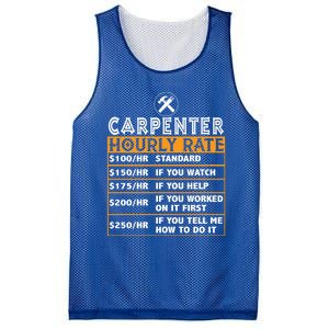 Funny Carpenter Hourly Rate Labor Price Chart Cute Gift Mesh Reversible Basketball Jersey Tank