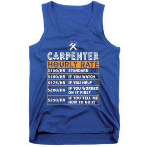 Funny Carpenter Hourly Rate Labor Price Chart Cute Gift Tank Top