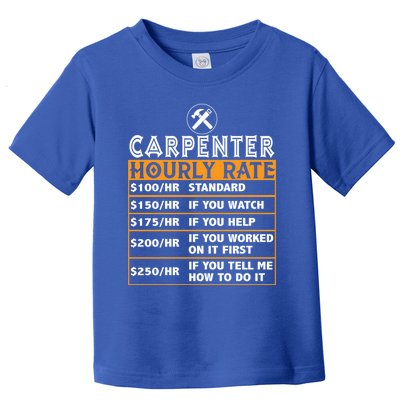 Funny Carpenter Hourly Rate Labor Price Chart Cute Gift Toddler T-Shirt