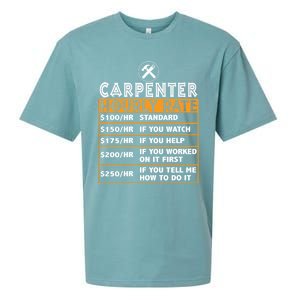 Funny Carpenter Hourly Rate Labor Price Chart Cute Gift Sueded Cloud Jersey T-Shirt