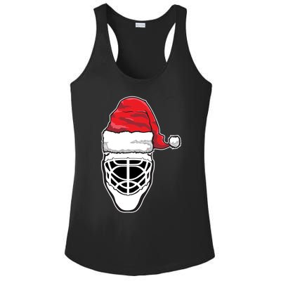 Funny Christmas Hockey Goalie Mask Santa Hat Xmas Gift Ladies PosiCharge Competitor Racerback Tank