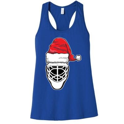 Funny Christmas Hockey Goalie Mask Santa Hat Xmas Gift Women's Racerback Tank