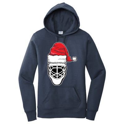 Funny Christmas Hockey Goalie Mask Santa Hat Xmas Gift Women's Pullover Hoodie