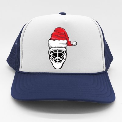 Funny Christmas Hockey Goalie Mask Santa Hat Xmas Gift Trucker Hat