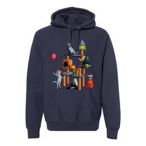 Funny Cat Horror Movies Cute Halloween For Cat Kitty Lovers Premium Hoodie