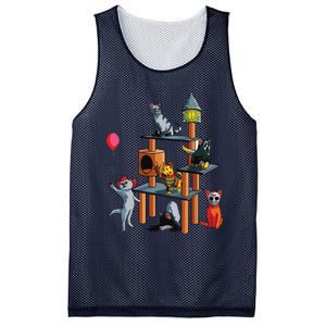 Funny Cat Horror Movies Cute Halloween For Cat Kitty Lovers Mesh Reversible Basketball Jersey Tank