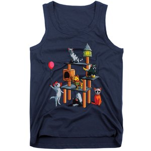 Funny Cat Horror Movies Cute Halloween For Cat Kitty Lovers Tank Top