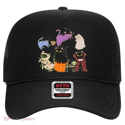 Funny Cute Halloween Costume Cats Kitties High Crown Mesh Back Trucker Hat
