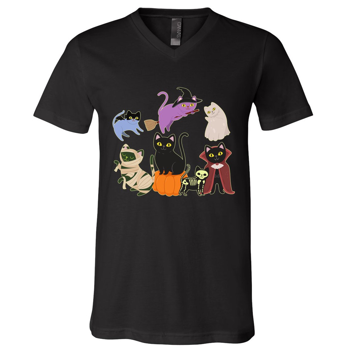 Funny Cute Halloween Costume Cats Kitties V-Neck T-Shirt