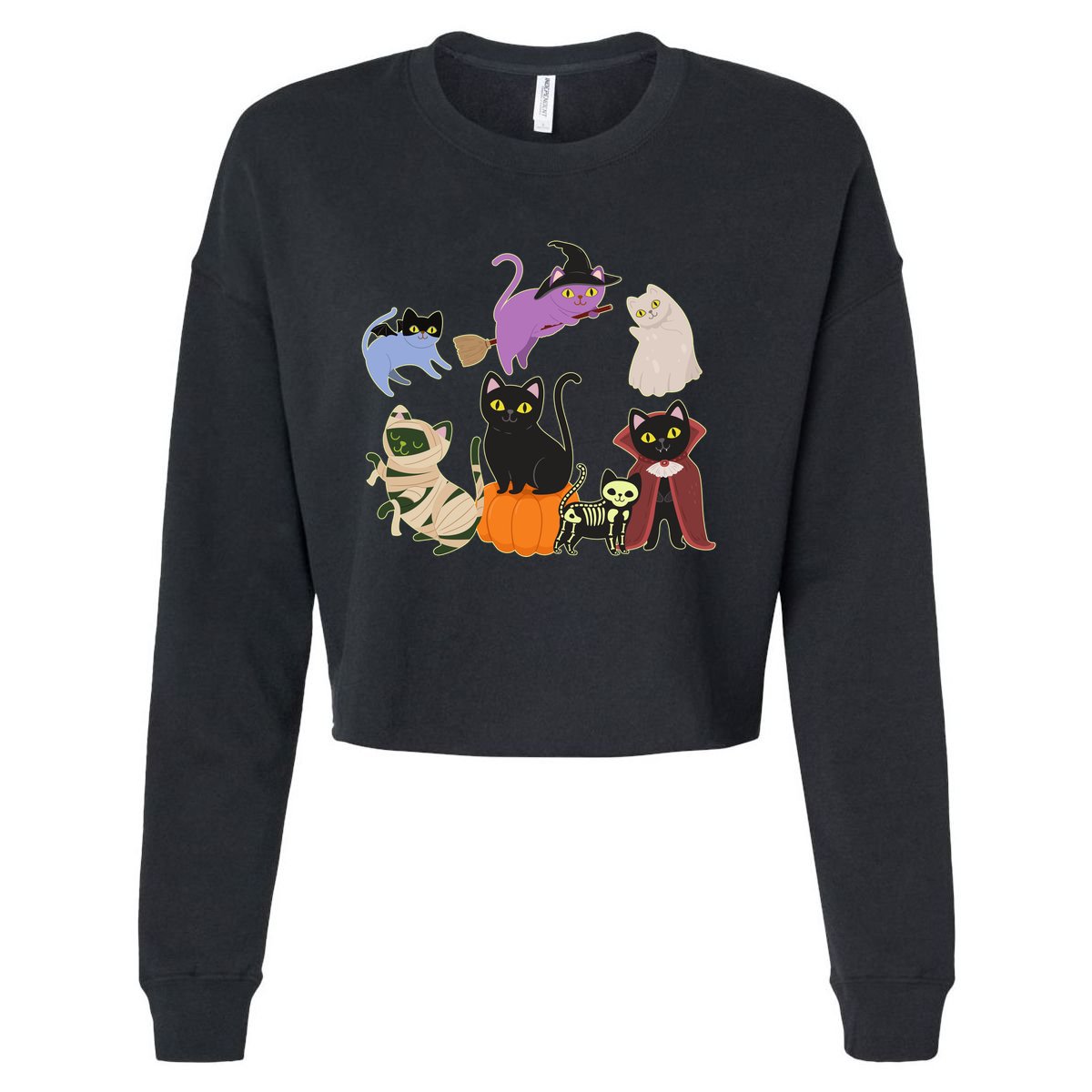 Funny Cute Halloween Costume Cats Kitties Cropped Pullover Crew
