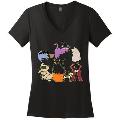 Funny Cute Halloween Costume Cats Kitties Women's V-Neck T-Shirt