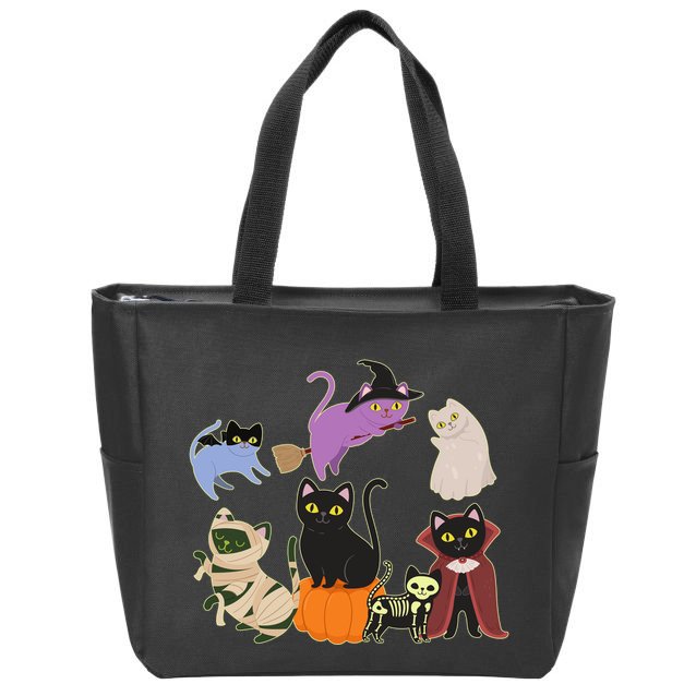 Funny Cute Halloween Costume Cats Kitties Zip Tote Bag