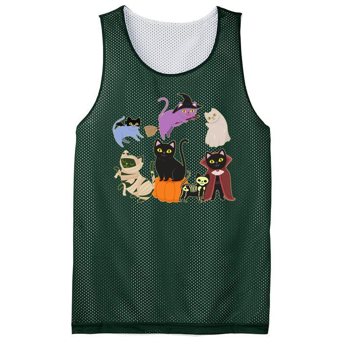 Funny Cute Halloween Costume Cats Kitties Mesh Reversible Basketball Jersey Tank