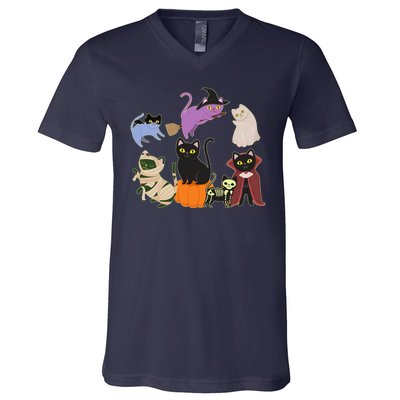 Funny Cute Halloween Costume Cats Kitties V-Neck T-Shirt