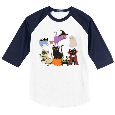 Funny Cute Halloween Costume Cats Kitties Baseball Sleeve Shirt