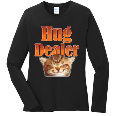 Funny Cat Hug Dealer Cute Kitty For Feline Fans Ladies Long Sleeve Shirt