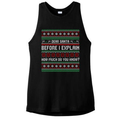 Funny Christmas Holiday Adults Dear Santa I Can Explain Gift Ladies PosiCharge Tri-Blend Wicking Tank