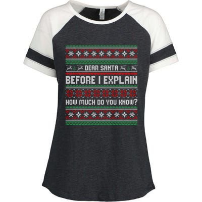 Funny Christmas Holiday Adults Dear Santa I Can Explain Gift Enza Ladies Jersey Colorblock Tee