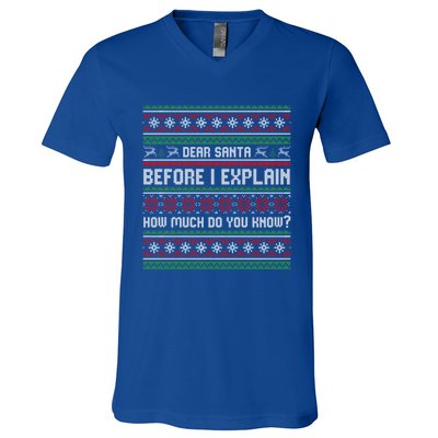 Funny Christmas Holiday Adults Dear Santa I Can Explain Gift V-Neck T-Shirt