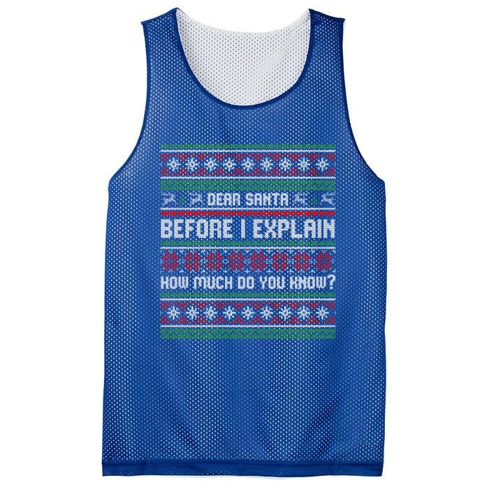 Funny Christmas Holiday Adults Dear Santa I Can Explain Gift Mesh Reversible Basketball Jersey Tank