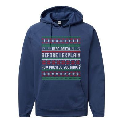 Funny Christmas Holiday Adults Dear Santa I Can Explain Gift Performance Fleece Hoodie