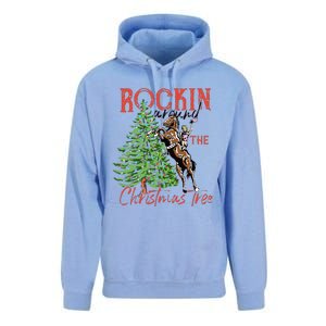 Funny Cowgirl Horsing Rocking Around Christmas Tree Western Unisex Surf Hoodie