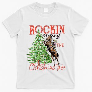 Funny Cowgirl Horsing Rocking Around Christmas Tree Western T-Shirt