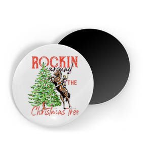 Funny Cowgirl Horsing Rocking Around Christmas Tree Western Magnet