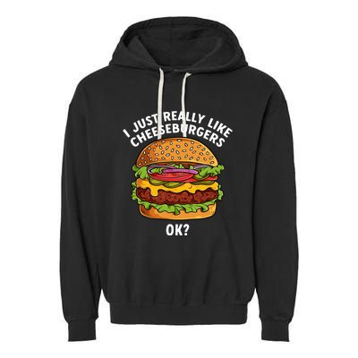 Funny Cheeseburger Hamburger Art Food Burger Lover Garment-Dyed Fleece Hoodie