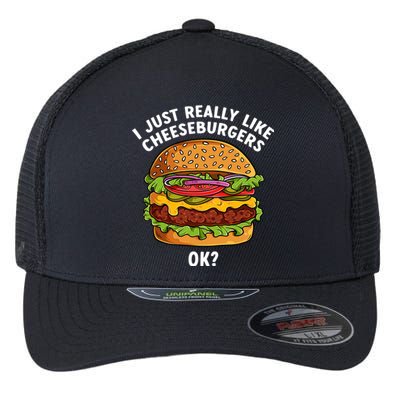 Funny Cheeseburger Hamburger Art Food Burger Lover Flexfit Unipanel Trucker Cap