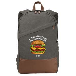 Funny Cheeseburger Hamburger Art Food Burger Lover Cotton Canvas Backpack