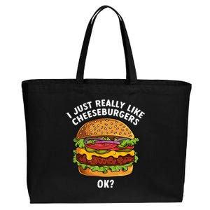 Funny Cheeseburger Hamburger Art Food Burger Lover Cotton Canvas Jumbo Tote