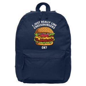 Funny Cheeseburger Hamburger Art Food Burger Lover 16 in Basic Backpack